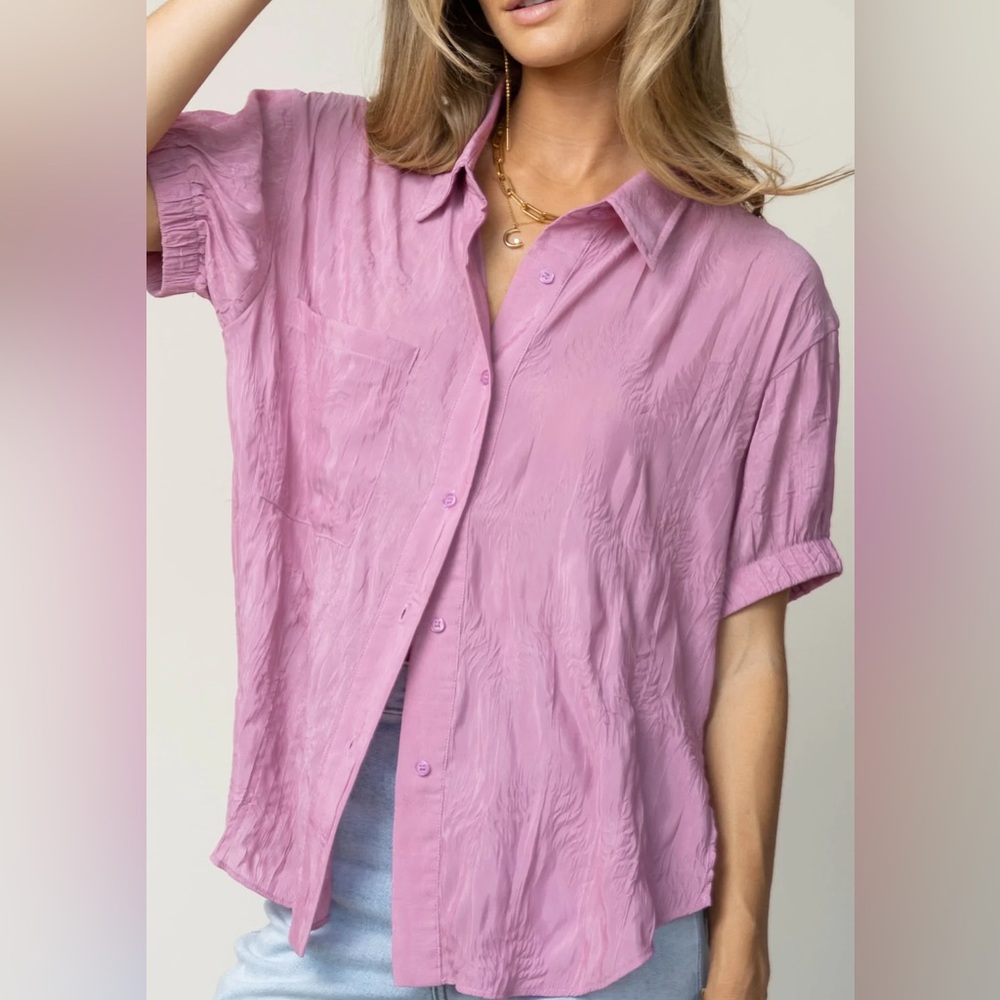 Bohme Wrinkle Button Front Top Euc - image 2